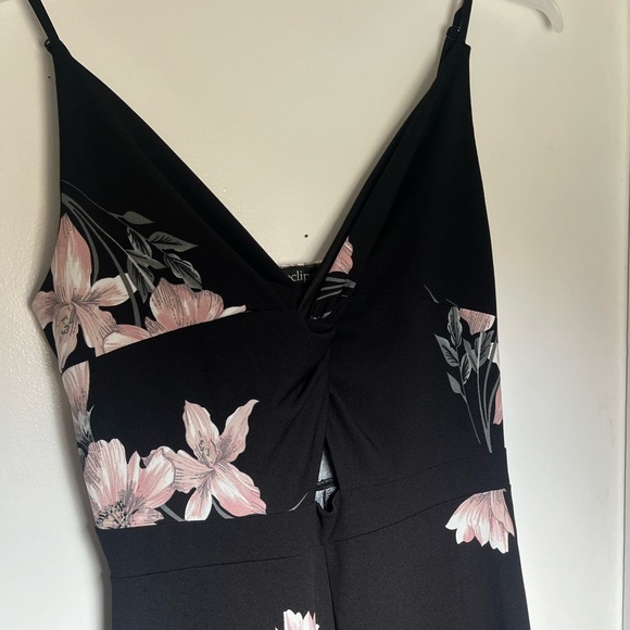 Eclipse Black with Pink Floral Wide Leg Jumpsuit Size XL - Picture 2 of 4